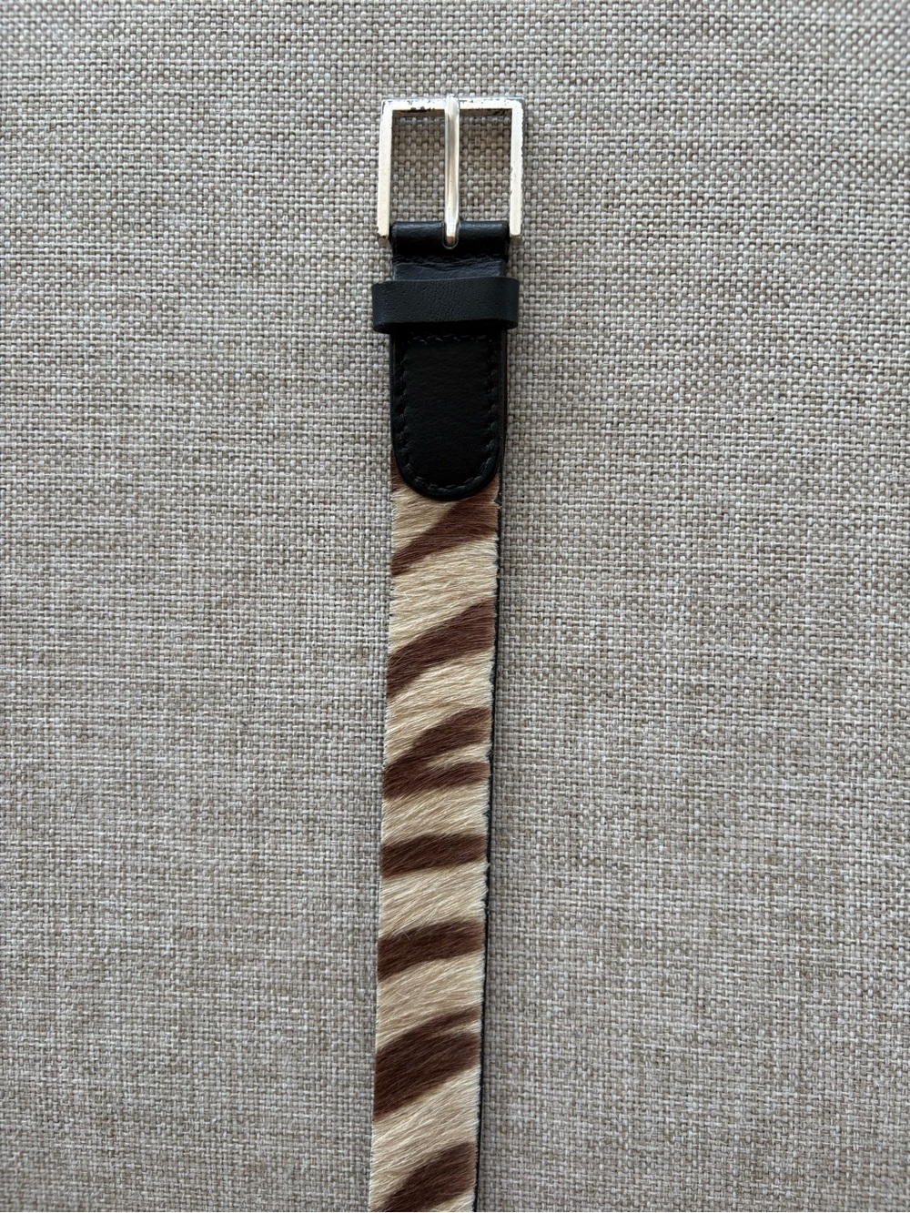 Crazy Horse Hair-On Hide Belt Zebra Stripe Leather Medium Western Boho 1”